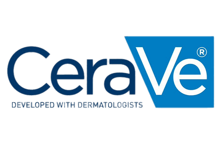 Logo of CeraVe skincare brand, highlighting their inclusion and collaboration with dermatologists in product development.