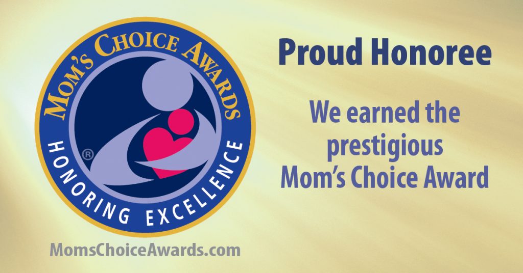An award certification banner, displaying the Mom's Choice Awards® logo, recognizes a recipient as a proud honoree for earning the prestigious Mom's Choice Award for their children's book about disabilities, emphasizing
